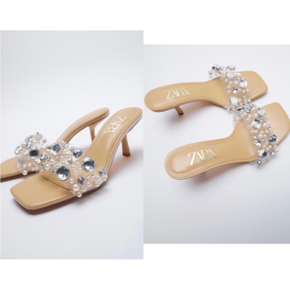 Zara jeweled vinyl heel sandals - Picture 1 of 2